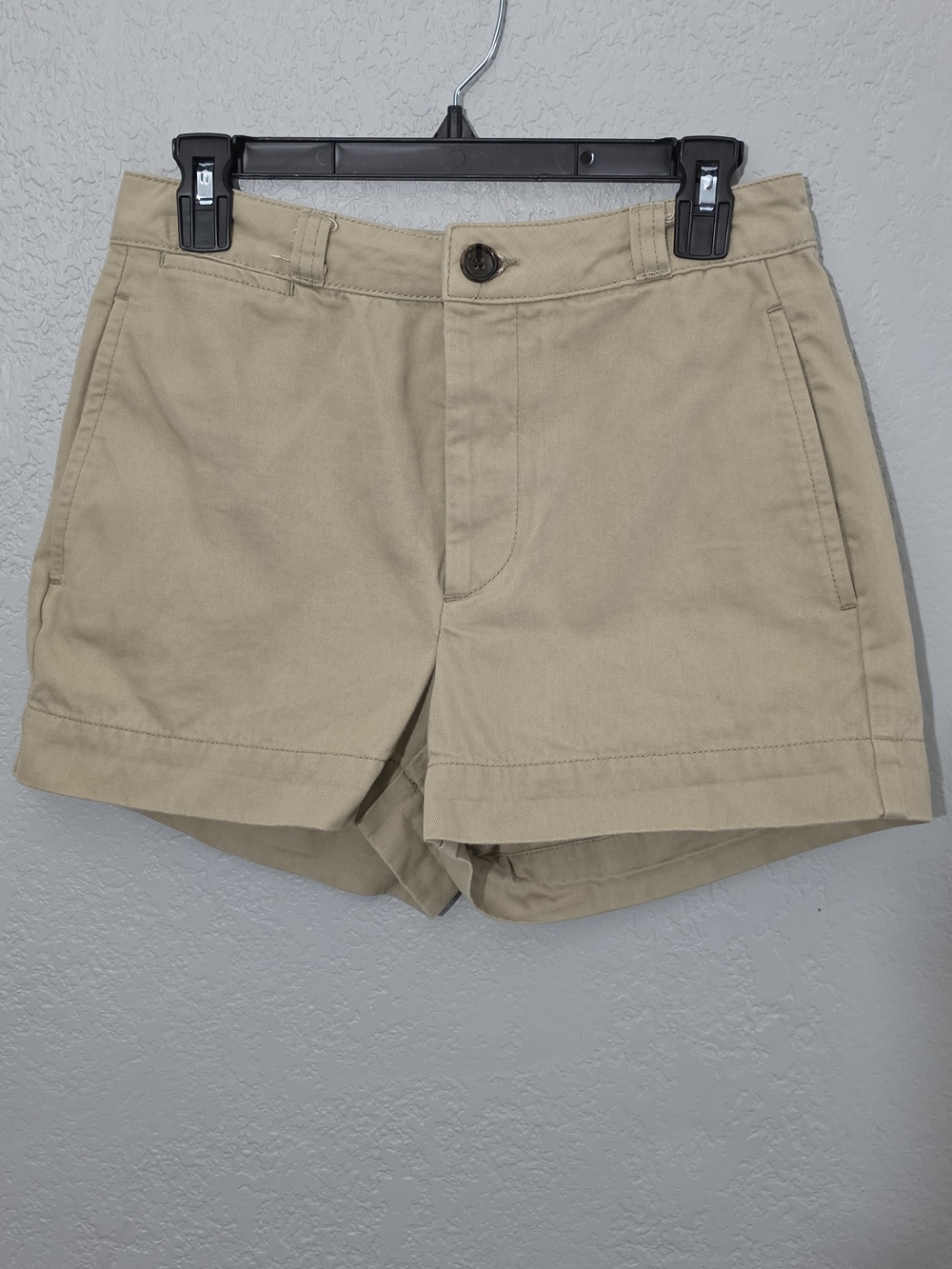 Urban Outfitters Khaki Cotton Chino Shorts High Waist No Stretch Womens 4